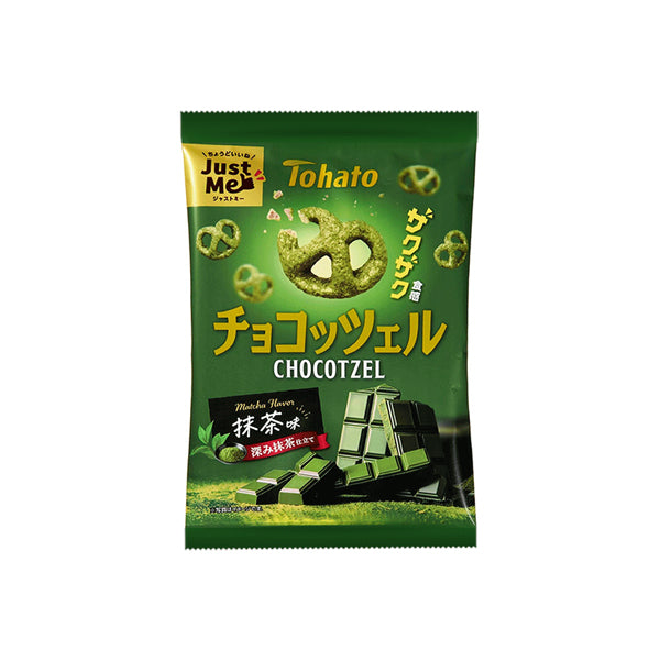 Paquet de mini bretzels de maïs croustillants japonais Tohato Chocotzel enrobés de chocolat au thé vert matcha