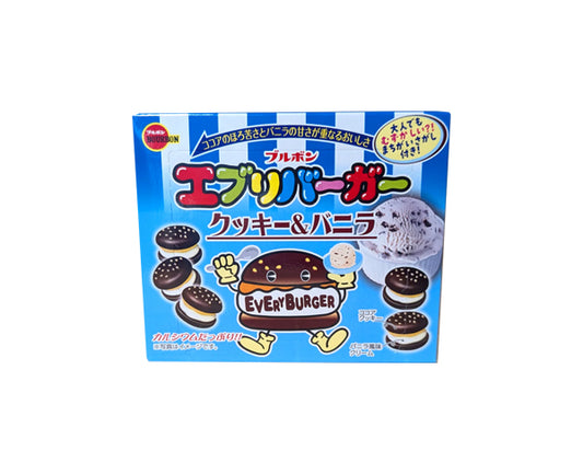 Biscuits japonais Every Burger Cookie & Vanilla 61g – biscuits en forme de burger fourrés chocolat blanc et vanille