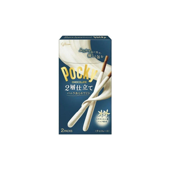BoĂźte de Pocky Rich Vanilla White Chocolate avec chocolat blanc et vanille.