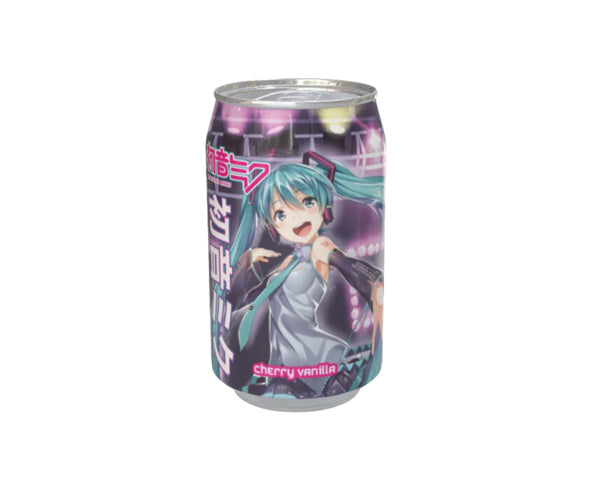Soda japonais Hatsune Miku saveur cerise vanille en canette 330ml – édition limitée kawaii