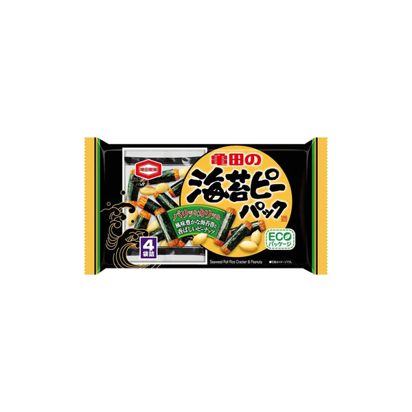 Sachet de snack japonais Kameda Nori-Pi avec craquelins de riz à l'algue et arachides.