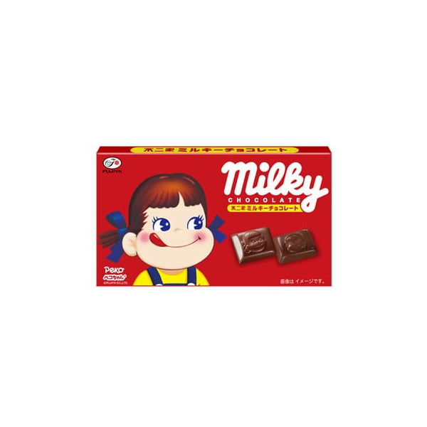 Tablette de chocolat au lait japonais Fujiya Peco-Chan Milky Chocolate avec emballage illustré de la mascotte