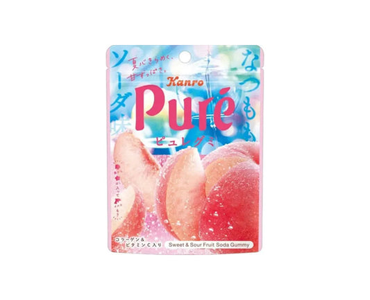 Bonbons japonais PURÉ Gummy soda pêche blanche 52g – confiserie acidulée et fruitée