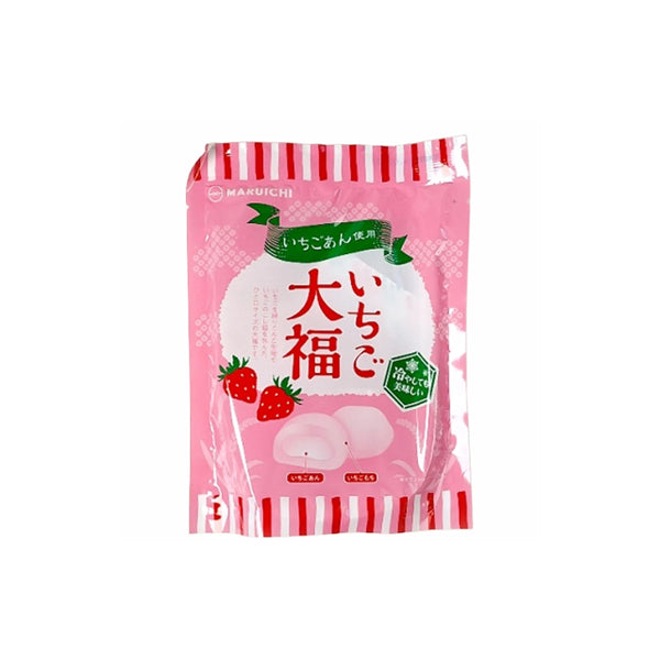Mochi japonais Maruichi Daifuku Ă la fraise avec cĆur fondant fruitĂ©.