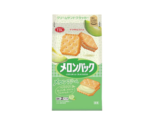 Biscuits japonais Melon Pack Cream & Crackers – biscuits croquants fourrés crème saveur melon