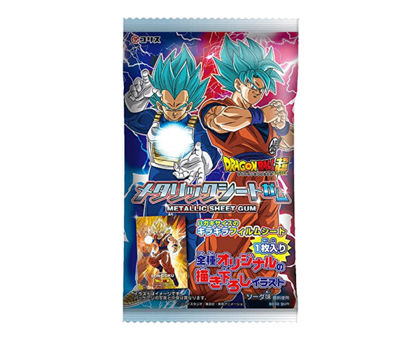 Carte Dragon Ball Super métallisée avec chewing-gum japonais - Édition collector