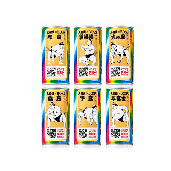 Canette de café au lait japonais de distributeur Suntory Boss Rainbow Mountain Blend édition Grand Sumo 185ml