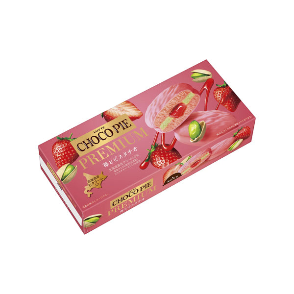 Gâteau de collation de luxe Lotte Choco Pie Premium saveur fraise et crème de pistache