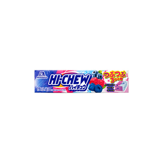 Paquet de bonbons tendres japonais Morinaga Hi-Chew Tsubu Tsubu Berry Mix myrtille et framboise.