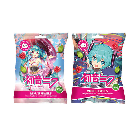 Sachet de bonbons gélifiés japonais Kawaji Hatsune Miku's Jewels saveur framboise et citron.