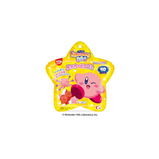 Sachet de bonbons gélifiés tridimensionnels japonais Heart Kirby Figummy 4D au jus de pêche.