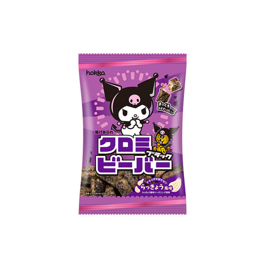 Crackers de riz japonais noirs édition Kuromi x Black Beaver saveur échalote et algue.