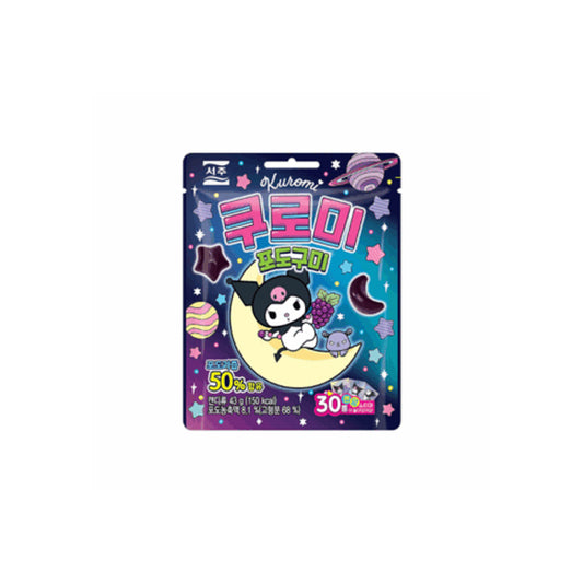 Sachet de bonbons gummies coréens Seoju Kuromi saveur raisin avec stickers à collectionner.