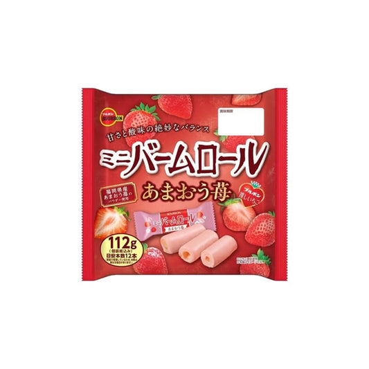 Mini Baum Roll Amaou Strawberry 112g – baumkuchen japonais fraise Bourbon