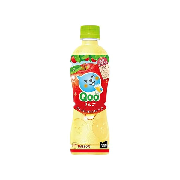 Bouteille de jus de pomme japonais sans bulles Coca Cola Minute Maid Qoo Apple 425ml.