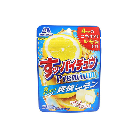 Sachet de bonbons japonais Morinaga Sour Hi-Chew Premium saveur citron acide.