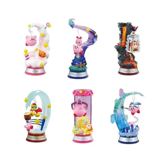 Figurine Kirby Twinkle Traveler suspendue avec mouvement de balancier et décor céleste.