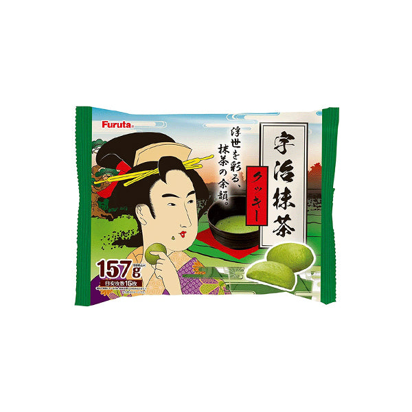 Paquet de biscuits japonais Furuta Uji Matcha Cookies au thé vert.